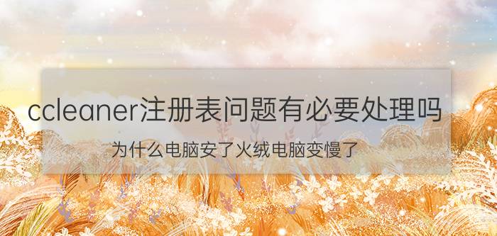 ccleaner注册表问题有必要处理吗 为什么电脑安了火绒电脑变慢了？